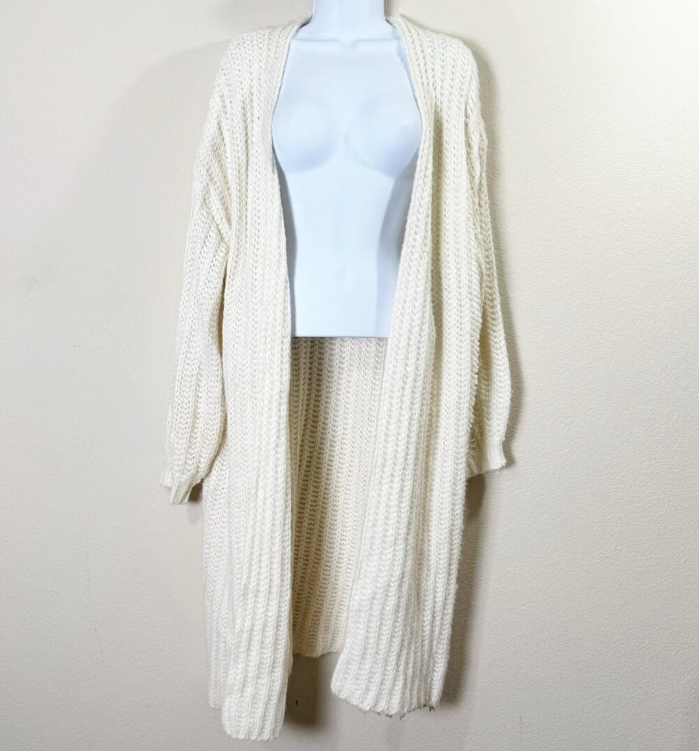 pol | chunk knit oversized soft fuzzy cream women's cardigan sweater sz S